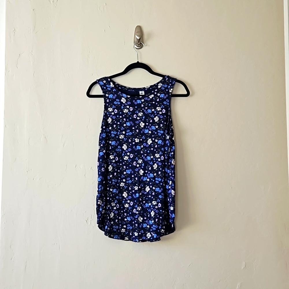 Blue Floral Tank Top